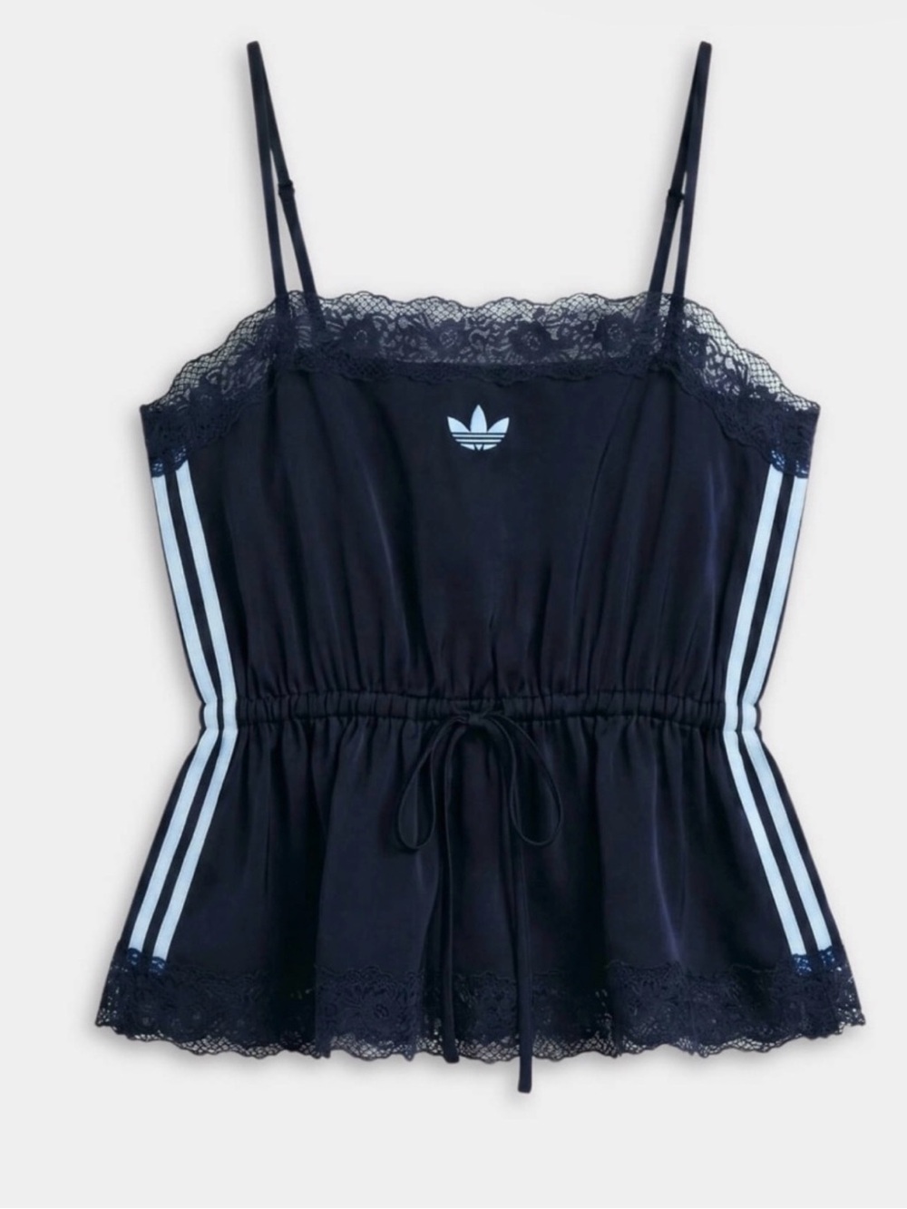 adidas Originals × ASOS cami top with lace trim and cinch waist in Navy